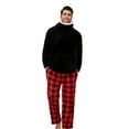 thumbnail image 1 of Vulcanodon Mens Button Down Pajama Sets, Ultra Soft Lightweight Sleepwear Long Sleeve Pjs Sets,(Black+Buffalo Plaid-Red,S), 1 of 5