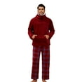 thumbnail image 1 of Vulcanodon Mens Button Down Pajama Sets, Ultra Soft Lightweight Sleepwear Long Sleeve Pjs Sets,(Burgundy+Red Blue Plaid,XL), 1 of 5