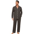 thumbnail image 1 of Vulcanodon Mens Button Down Pajama Sets, Ultra Soft Lightweight Sleepwear Long Sleeve Pjs Sets,(Dark Grey Mel.2XL), 1 of 5