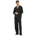thumbnail image 1 of Vulcanodon Mens Cotton Pajama Set, Soft Lightweight Button Up Sleepwear with Pockets,(Black,XL), 1 of 5