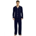 thumbnail image 1 of Vulcanodon Mens Cotton Pajama Set, Soft Lightweight Button Up Sleepwear with Pockets,(Navy,L), 1 of 5