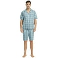 thumbnail image 1 of Vulcanodon Mens Cotton Pajama Short Set, Button Down Pajama Set for Men Plaid Men's Sleepwear(Plaid-Aqua Blue, Medium), 1 of 5
