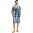 thumbnail image 1 of Vulcanodon Mens Cotton Pajama Short Set, Button Down Pajama Set for Men Plaid Men's Sleepwear(Plaid-Royal Blue, Medium), 1 of 4
