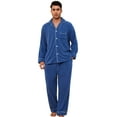 thumbnail image 1 of Vulcanodon Mens Fleece Pajama Set, Soft Warm Long Sleeve Sleepwear with Pockets Cozy Button-Down Pjs for Men（Royal Blue, XL）, 1 of 4