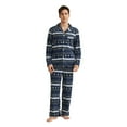 thumbnail image 1 of Vulcanodon Mens Fleece Pajama Set, Ultra Soft Warm Long Sleeve Prints Sleepwear Cozy Button Down Pjs for Men(NAVY RHOMBUS, S), 1 of 5