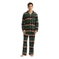 thumbnail image 1 of Vulcanodon Mens Fleece Pajama Set, Ultra Soft Warm Long Sleeve Prints Sleepwear Cozy Button Down Pjs for Men(RED-GREEN RHOMBUS, XL), 1 of 4