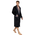 thumbnail image 1 of Vulcanodon Mens Fleece Robe, Plush Shawl Collar Two Tone Bathrobe Mid Length（Black/Dark Grey, Small-Medium）, 1 of 6