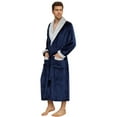 thumbnail image 1 of Vulcanodon Mens Fleece Robe, Plush Shawl Collar Two Tone Bathrobe Mid Length（Navy/Light Grey, XX-3X-Large）, 1 of 6