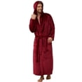 thumbnail image 1 of Vulcanodon Mens Hooded Robe, Full Length Plush Robe for Men Fleece Bathrobe（Burgundy, S/M）, 1 of 4