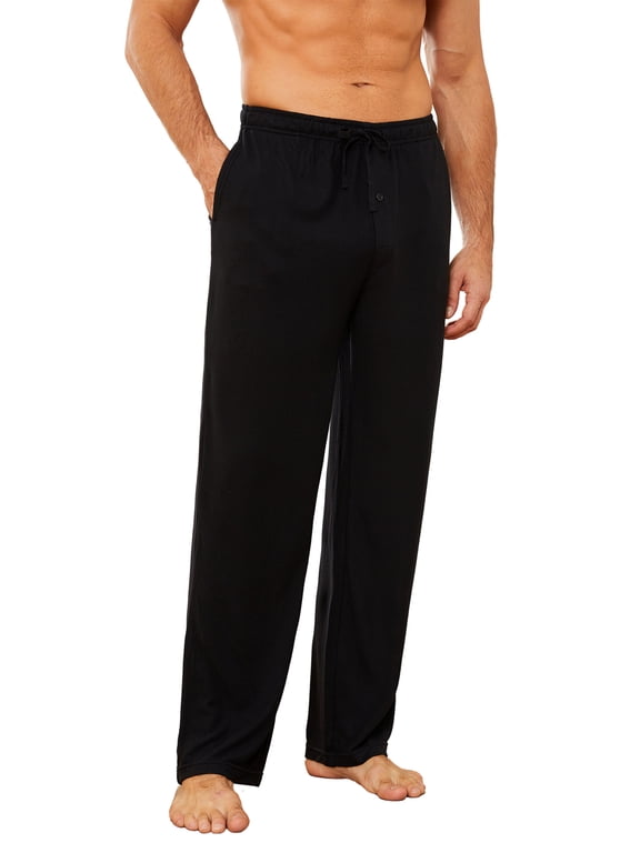 Mens Pajama Pants, Lightweight Lounge Pant with Pockets Ultra Soft Pj Bottoms,(Black,L)