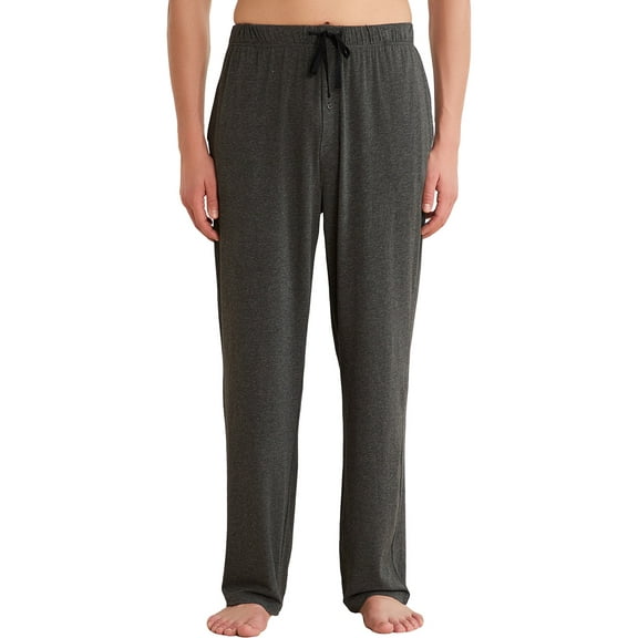 Vulcanodon Mens Pajama Pants, Soft Lounge Pant with Pockets Lightweight Sleep Pj Bottoms,(Dark Grey Mel.L)