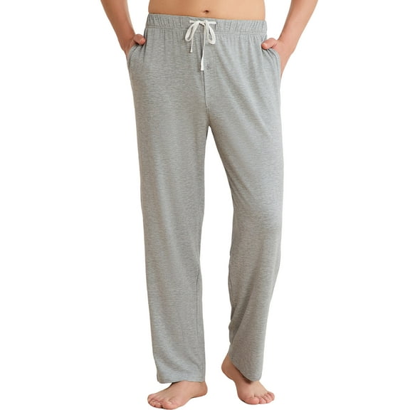 Vulcanodon Mens Pajama Pants, Soft Lounge Pant with Pockets Lightweight Sleep Pj Bottoms,(Light Grey Mel.M)