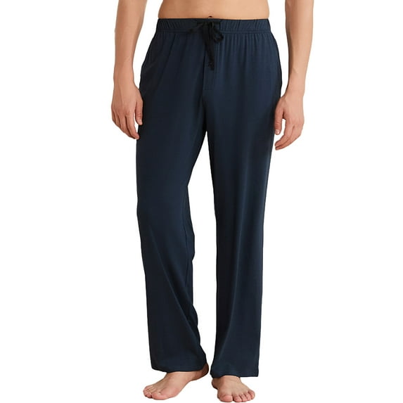 Vulcanodon Mens Pajama Pants, Soft Lounge Pant with Pockets Lightweight Sleep Pj Bottoms,(Navy,L)