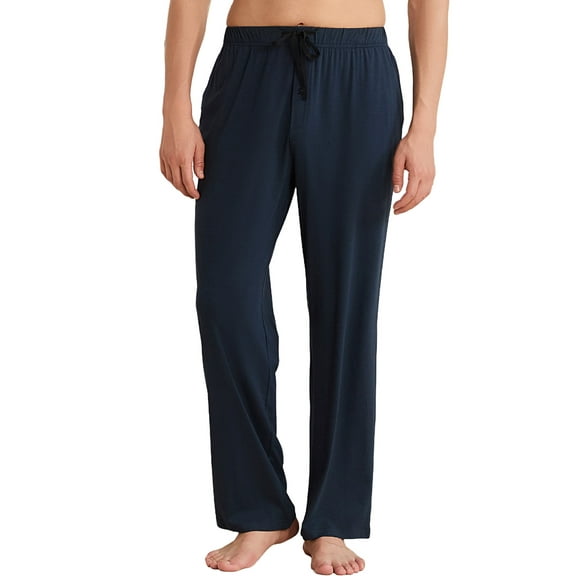 Vulcanodon Mens Pajama Pants, Soft Lounge Pant with Pockets Lightweight Sleep Pj Bottoms,(Navy,M)