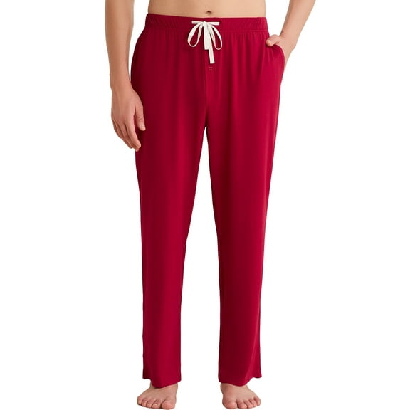 Vulcanodon Mens Pajama Pants, Soft Lounge Pant with Pockets Lightweight Sleep Pj Bottoms,(Red,M)