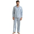 thumbnail image 1 of Vulcanodon Mens Pajama Set 100% Cotton, Long Sleeve Button Down PJ Set for Men Plaid Men's Sleepwear（Blue-White Plaid，2XL）, 1 of 6