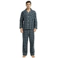 thumbnail image 1 of Vulcanodon Mens Pajama Set 100% Cotton, Long Sleeve Button Down PJ Set for Men Plaid Men's Sleepwear(Dark Blue-Plaid, L), 1 of 6