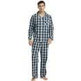 thumbnail image 1 of Vulcanodon Mens Pajama Set 100% Cotton, Long Sleeve Button Down PJ Set for Men Plaid Men's Sleepwear(Navy-Plaid, M), 1 of 6