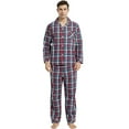 thumbnail image 1 of Vulcanodon Mens Pajama Set 100% Cotton, Long Sleeve Button Down PJ Set for Men Plaid Men's Sleepwear(Red Blue-Plaid, L), 1 of 6