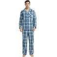thumbnail image 1 of Vulcanodon Mens Pajama Set 100% Cotton, Long Sleeve Button Down PJ Set for Men Plaid Men's Sleepwear(Royal Blue-Plaid, M), 1 of 6