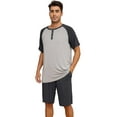 thumbnail image 1 of Vulcanodon Mens Pajama Set, Bamboo Lightweight Short Sleepwear for Men(Light Grey+Dark Grey,Medium), 1 of 6