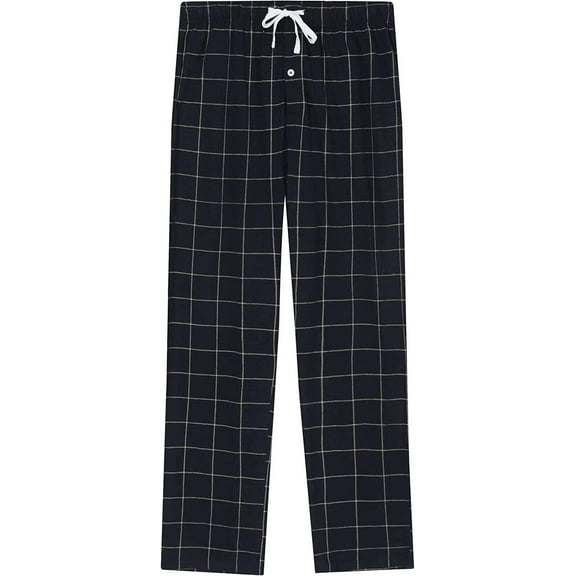 Vulcanodon Mens Plaid Sleep Pants, Cotton Pajama Pants with Pockets, Soft Lounge Pajama Bottoms for Men (Black-plaid, XX-Large)