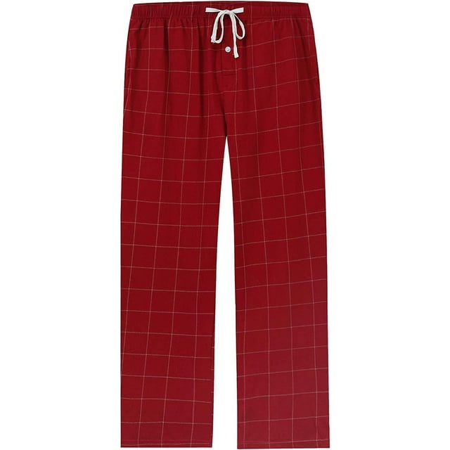 Vulcanodon Mens Plaid Sleep Pants, Cotton Pajama Pants with Pockets