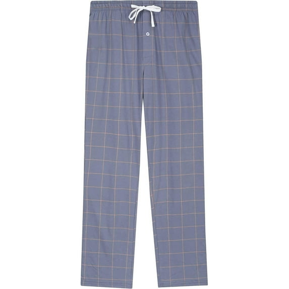 Vulcanodon Mens Plaid Sleep Pants, Cotton Pajama Pants with Pockets, Soft Lounge Pajama Bottoms for Men (Iron Gray-plaid, XX-Large)
