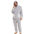 thumbnail image 1 of Vulcanodon Mens Plush Hooded Zipper Pajama Set, Soft Warm Long Sleeve Sleepwear with Pockets Fluffy Fuzzy Cozy Pjs（Light Grey+white, XL）, 1 of 4