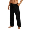 thumbnail image 1 of Vulcanodon Mens Plush Warm Pajama Pants, Fluffy Soft Fleece Sleep Pant with Pockets Lounge Pj Bottoms for Men （Black, L）, 1 of 5