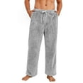 thumbnail image 1 of Vulcanodon Mens Plush Warm Pajama Pants, Fluffy Soft Fleece Sleep Pant with Pockets Lounge Pj Bottoms for Men （Light Grey , 2XL）, 1 of 4