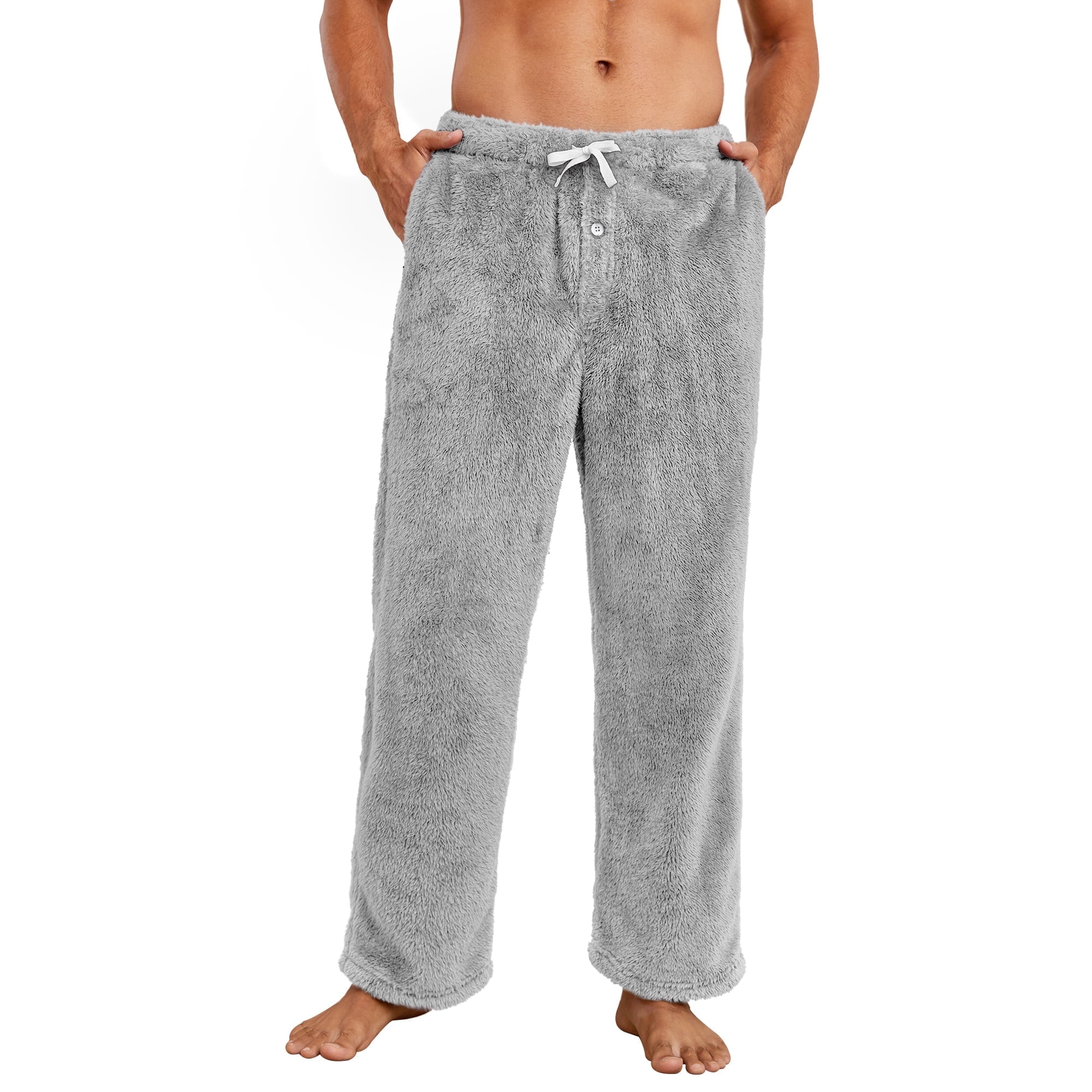 Vulcanodon Mens Plush Warm Pajama Pants, Fluffy Soft Fleece Sleep