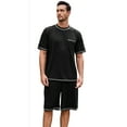 thumbnail image 1 of Vulcanodon Mens Short Pajama Set,Lightweight Sleepwear Soft Nightwear Short Sleeve Set With Pocket,(Black,M), 1 of 2
