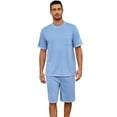 thumbnail image 1 of Vulcanodon Mens Short Pajama Set,Lightweight Sleepwear Soft Nightwear Short Sleeve Set With Pocket,(Grey Blue,2XL), 1 of 5