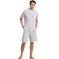 thumbnail image 1 of Vulcanodon Mens Short Pajama Set,Lightweight Sleepwear Soft Nightwear Short Sleeve Set With Pocket,(Light Blue Mel.M), 1 of 5