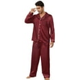 thumbnail image 1 of VulcanodonMens Silk Pajamas Set, Long Sleeve Satin Pajamas for Men Sleepwear Button Down Pjs Set Two-piece?Burgundy, Medium?, 1 of 5