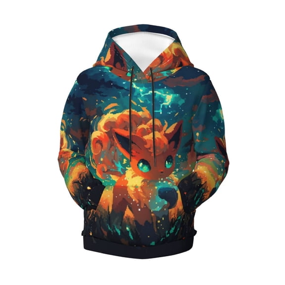 Vulpix Graphic Hoodies for Teen Boys Girls, Novelty Long Sleeve Pullover Hoodie Casual Kids Hooded Sweatshirts With Pockets