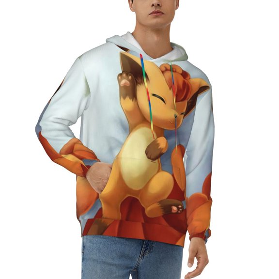 Vulpix Men's Graphic Hoodies Novelty Long Sleeve Pullover Hoodie Casual Y2k Unisex Hooded Sweatshirts With Pockets