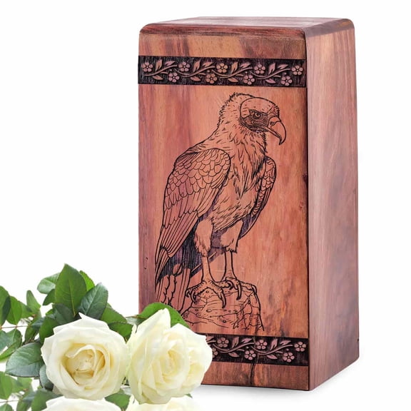 Vulture Bird Urns for Human Ashes, Pet Ashes, Vulture Decorative Memorial Urns Theme, Wooden Memorial Urn Box Keepsake For Family - 10inch, Large Size - Single 1Pcs