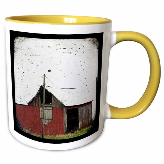 3drose, Vultures and a Red Barn Ttv Photography, 11oz Two-tone Yellow Mug