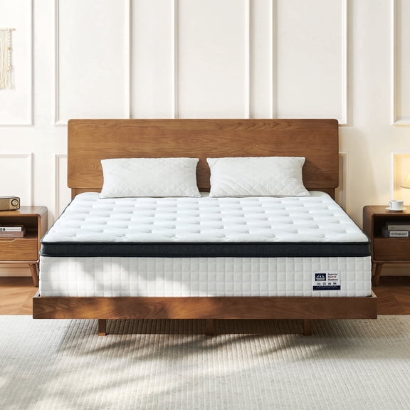 Vumece 14 Inch King Size Mattress in a Box, Luxurious Hybrid Mattress with Pressure Relieving Memory Foam and Individual Pocket Innerspring Coils for Balanced Feel, CertiPUR-US Certified