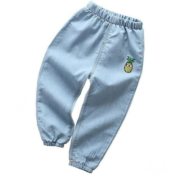 Vunhao Boys Jeans, Elastic Waist Casual Cotton Relaxed Fit Boys Denim Pants on Clearance Light Blue Size 4-5T
