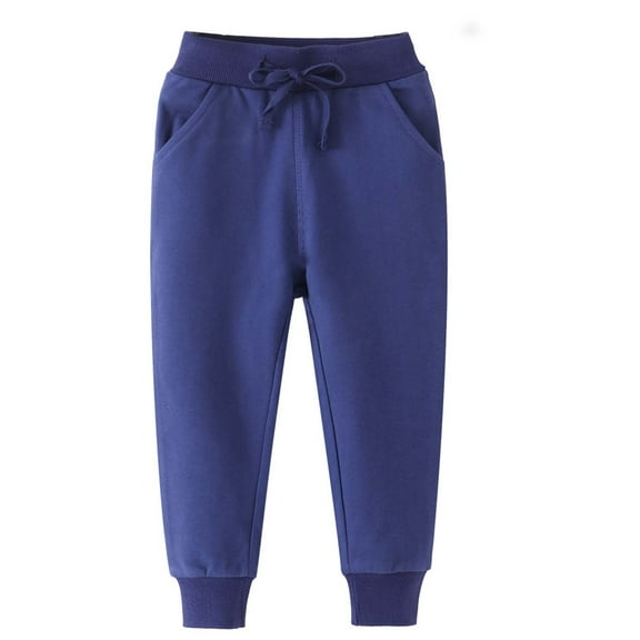 Vunhao Boys Sweatpants, Casual Solid Drawstring Relaxed Fit Jogger Boys Pants on Clearance Dark Blue Size 4 T