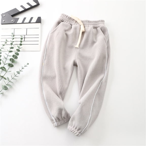 Vunhao Boys Sweatpants, Drawstring Solid Relaxed Fit Casual Cotton Jogger Boys Pants on Clearance Gray Size 3 T