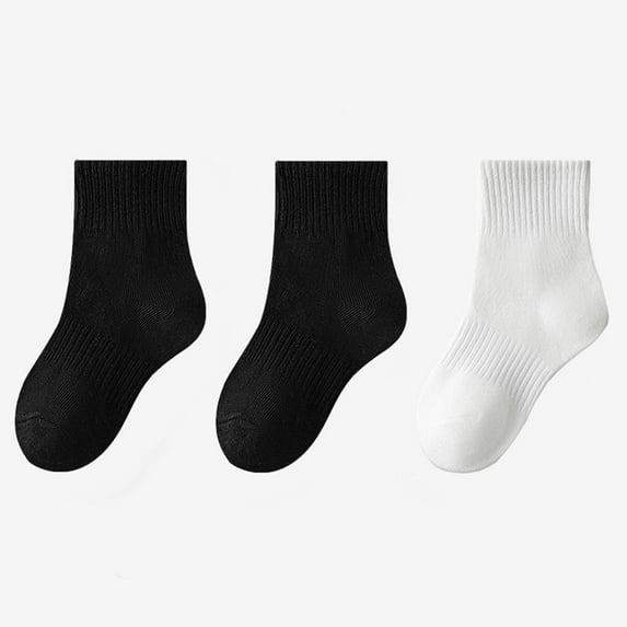 Vunhao Boys and Girls Crew Socks, Cotton 3 Pack Fashion Kids Socks Clearance Dark Gray Size 12 T