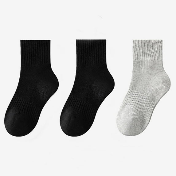 Vunhao Boys and Girls Crew Socks, Cotton Fashion 3 Pack Kids Socks Clearance Black Size 9 T