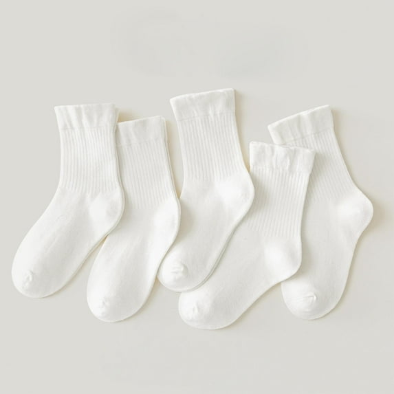 Vunhao Boys and Girls Crew Socks, Fashion Cotton 5 Pack Cute Kids Socks Clearance White Size 1 T