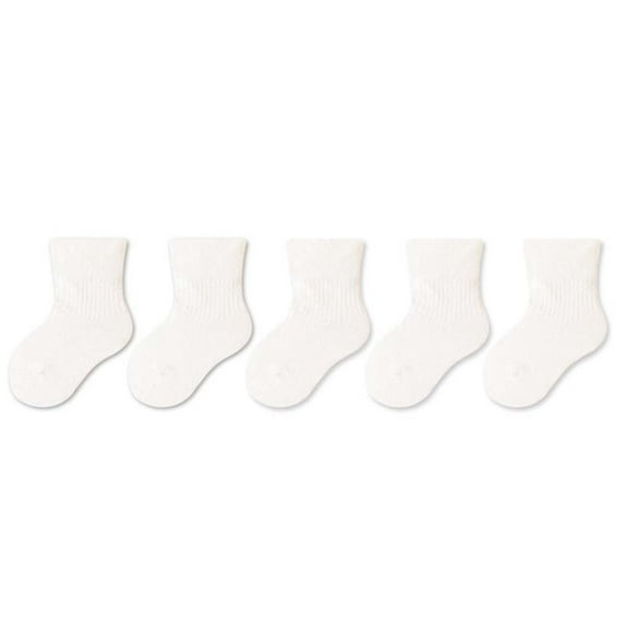 Vunhao Boys and Girls Crew Socks, Fashion Cute 5 Pack Cotton Kids Socks Clearance White Size 1 T