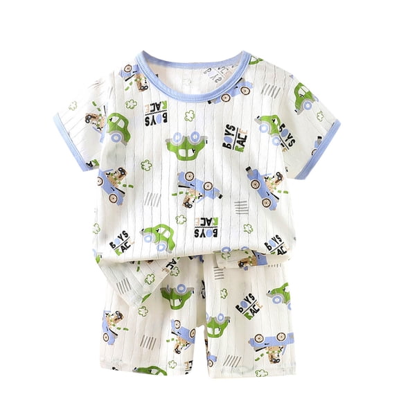 Vunhao Fashion Girls' 6 - 12 Months Infant Casual Short Sleeve Crew Neck Button Printed Shorts Sets with Cotton Material,Green,Size 6 T