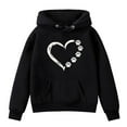 thumbnail image 1 of Vunhao Girls Hoodies Sale, Long Sleeve Crewneck Casual Drawstring Fashion Heart Print Girls Pullover Tops with Pockets Black Size 3-4 T, 1 of 3